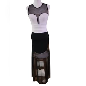 Charlotte Russe Black and White Sheer Skirt Set